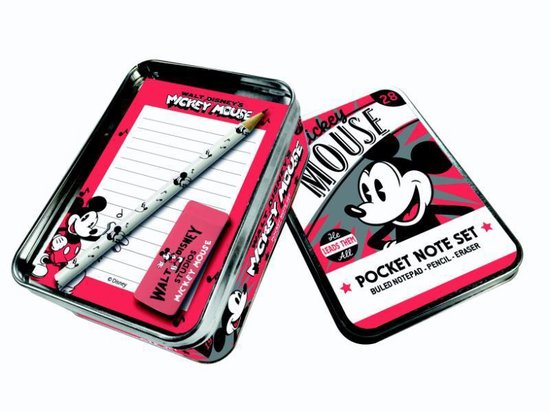 Mickey Mouse blik met notitieblok, potlo