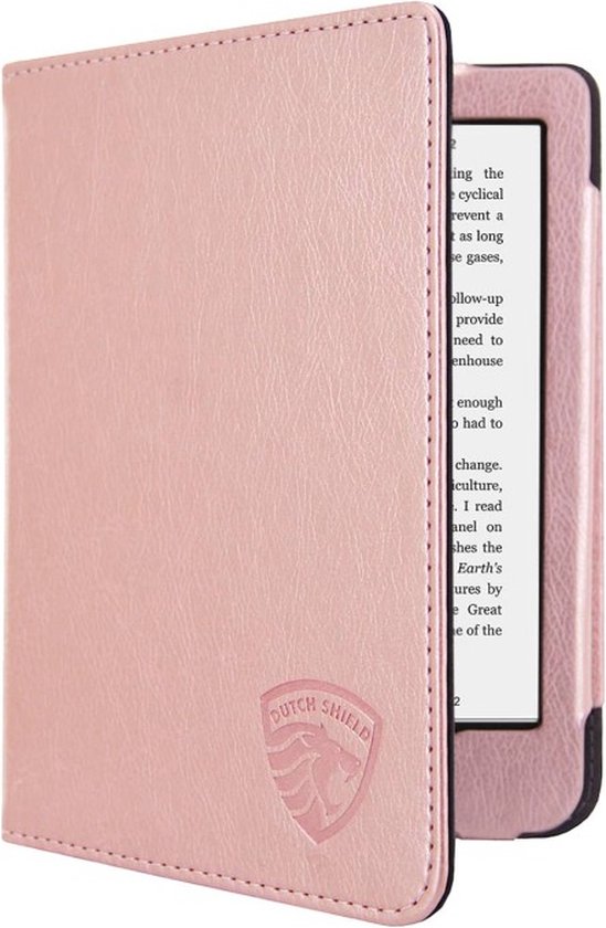 Hoesje Geschikt voor Kobo Clara 2E Luxe Sleepcover - Book Case Hoes Cover - Roze Goud - ereader hoesje - cover