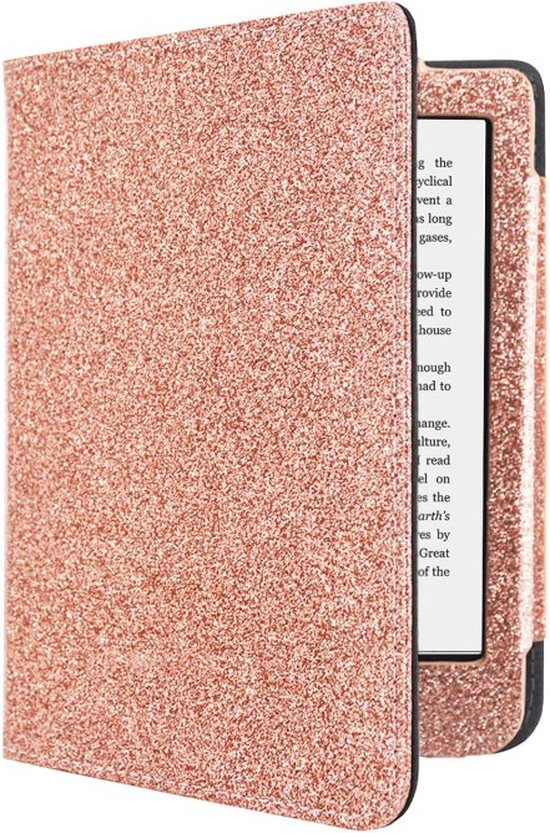 Hoesje Geschikt voor Kobo Clara 2E Sparkle Sleepcover - Book Case Hoes Cover - Roze - ereader hoesje - cover