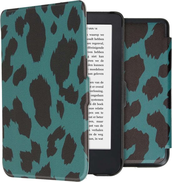 imoshion Ereader Cover / Hoesje Geschikt voor Kobo Clara 2E / Tolino Shine 4 - imoshion Design Sleepcover Bookcase zonder stand - Green Leopard