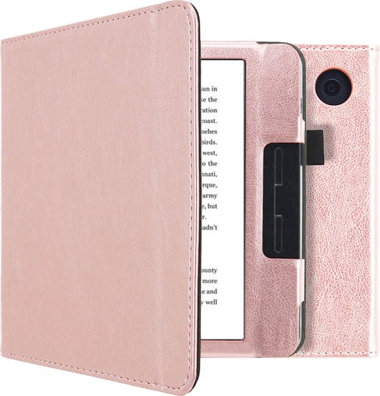 imoshion Ereader Cover / Hoesje Geschikt voor Kobo Libra H2O - imoshion Vegan Leather Bookcase - Rosé Goud