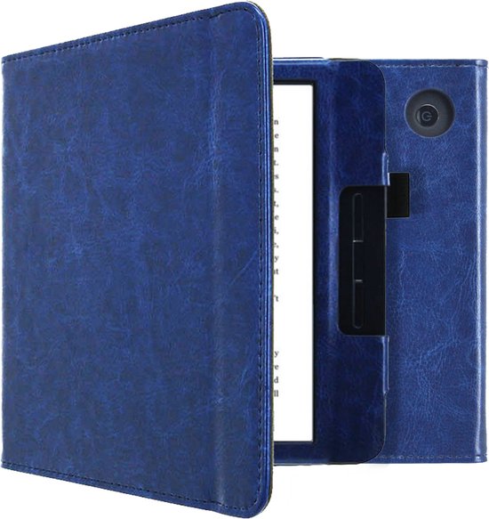 imoshion Ereader Cover / Hoesje Geschikt voor Kobo Libra H2O - imoshion Vegan Leather Bookcase - Donkerblauw