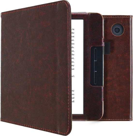 imoshion Ereader Cover / Hoesje Geschikt voor Kobo Libra H2O - imoshion Vegan Leather Bookcase - Donkerbruin