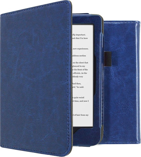 imoshion Ereader Cover / Hoesje Geschikt voor Kobo Clara HD - imoshion Vegan Leather Bookcase - Donkerblauw / Donkerblauw