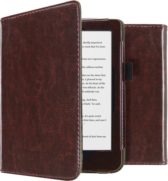 imoshion Ereader Cover / Hoesje Geschikt voor Kobo Clara HD - imoshion Vegan Leather Bookcase - Donkerbruin