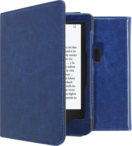 imoshion Ereader Cover / Hoesje Geschikt voor Tolino Shine 3 - imoshion Vegan Leather Bookcase - Donkerblauw