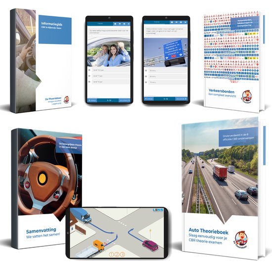 Auto Theorieboek 2024 Rijbewijs B - Compleet Auto Theorie - Onbeperkt 60 Examens & 3250 Oefenvragen + Samenvatting + Verkeersborden + CBR Info - NIEUW!