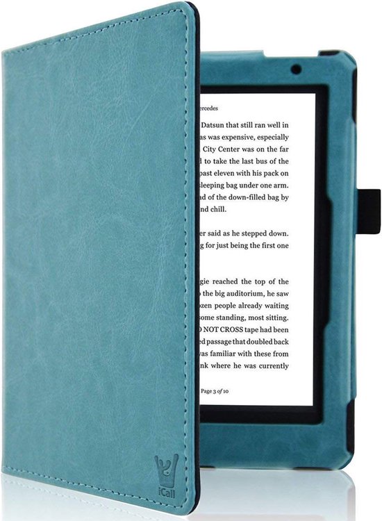 Hoes geschikt voor Kobo Aura H2O Edition 2 - Book Case Premium Sleep Cover Leer Hoesje met Auto/Wake Functie - Blauw