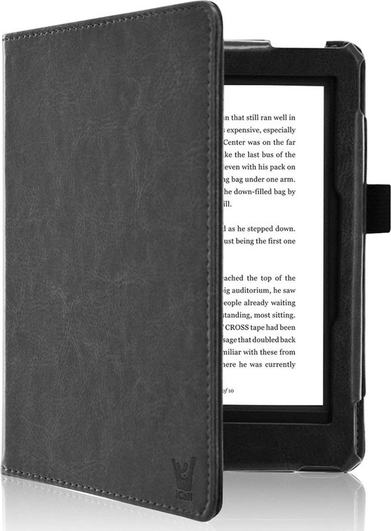 Hoes geschikt voor Kobo Aura Edition 1 - Book Case Premium Sleep Cover Leer Hoesje met Auto/Wake Functie - Zwart