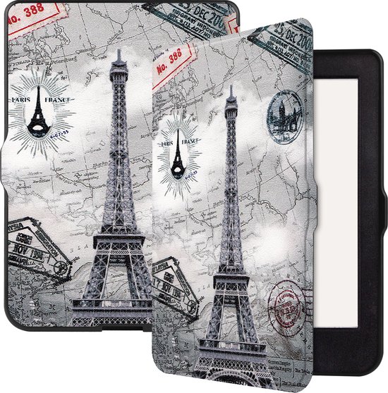 Case2go - E-reader Hoes geschikt voor Kobo Nia - Sleepcover - Auto/Wake functie - Magnetische sluiting - Eiffeltoren