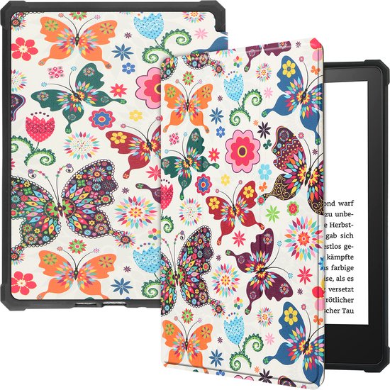 Case2go - E-reader Hoes geschikt voor Amazon Kindle Paperwhite 2021 - Sleepcover - Auto/Wake functie - Magnetische sluiting - Vlinders