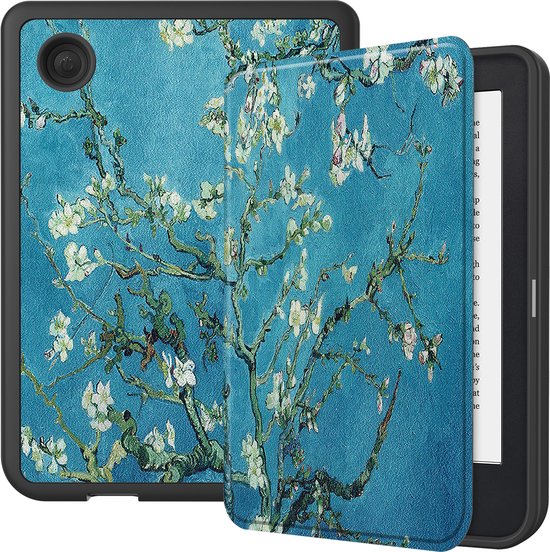 E-reader Hoes geschikt voor Kobo Clara 2E - Sleepcover - Auto/Wake functie - Magnetische sluiting - Witte Bloesem