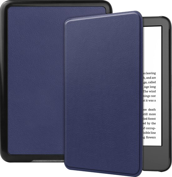 Case2go - E-reader Hoes geschikt voor Amazon Kindle 11 (2022) - Tri-fold Cover - Auto/Wake functie - Donker Blauw