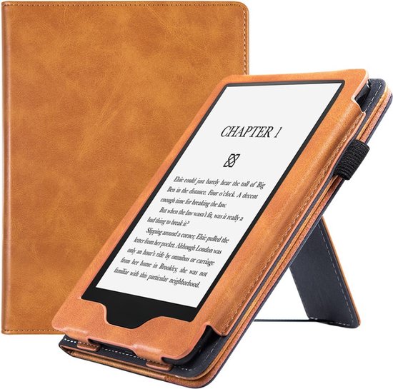 Case2go - E-reader Hoes geschikt voor Kindle Paperwhite (2021) - Sleepcover - Auto/Wake functie - Met handstrap - Bruin