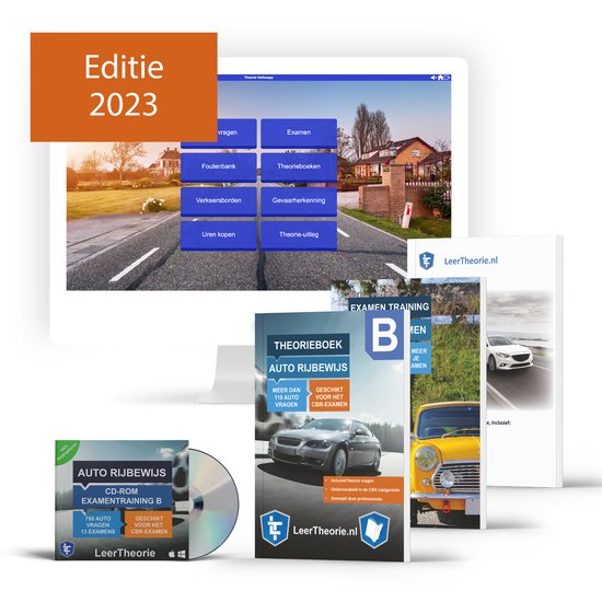 Rijbewijs B Theorieboek 2023 - CD-ROM Onbeperkt 845 Oefenvragen & 13 Theorie-Examens - Samenvatting - Praktijkbegeleiding - Verkeersborden - Auto Theorie voor Rijbewijs B Compleet Pakket