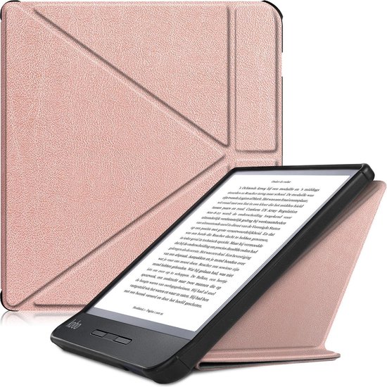 Hoesje Geschikt voor Kobo Libra H2O Hoes Bescherm Hoesje Case Sleep Cover Trifold - Hoes Geschikt voor Kobo Libra H2O Hoesje - Rosé Goud