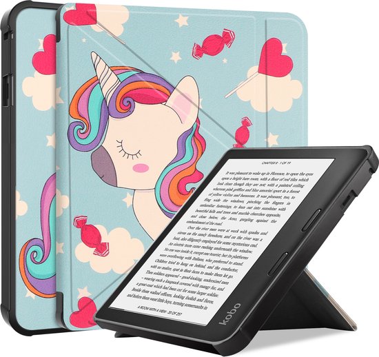 Hoesje Geschikt voor Kobo Sage Hoes Bescherm Hoesje Case Sleep Cover Trifold - Hoes Geschikt voor Kobo Sage Hoesje - Eenhoorn