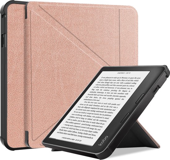 Hoesje Geschikt voor Kobo Sage Hoes Bescherm Hoesje Case Sleep Cover Trifold - Hoes Geschikt voor Kobo Sage Hoesje - Rosé Goud