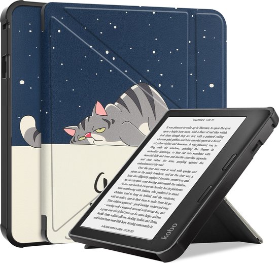 Hoesje Geschikt voor Kobo Sage Hoesje Luxe Bescherm Case Trifold - Hoes Geschikt voor Kobo Sage Hoes Book Cover - Kat