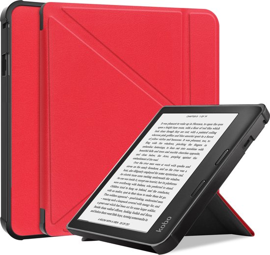 Hoesje Geschikt voor Kobo Sage Hoesje Luxe Bescherm Case Trifold - Hoes Geschikt voor Kobo Sage Hoes Book Cover - Rood