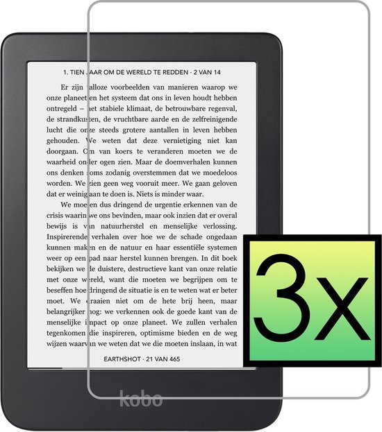 Screenprotector Geschikt voor Kobo Clara 2E Screenprotector Bescherm Glas Tempered Glass Screen Protector - 3 PACK