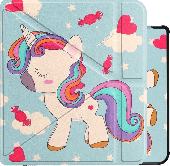 Hoes Geschikt voor Kobo Sage Hoesje Bookcase Cover Book Case Hoes Sleepcover Trifold - Eenhoorn