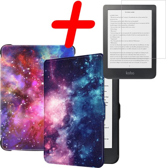 Hoes Geschikt voor Kobo Clara HD Hoesje Bookcase Cover Hoes Met Screenprotector - Hoesje Geschikt voor Kobo Clara HD Hoes Cover Case - Galaxy