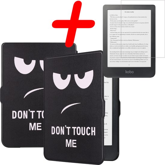 Hoes Geschikt voor Kobo Clara HD Hoesje Bookcase Cover Hoes Met Screenprotector - Hoesje Geschikt voor Kobo Clara HD Hoes Cover Case - Don't Touch Me