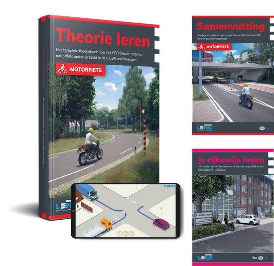 Motor Theorieboek 2024 Rijbewijs A met Onbeperkt 3250 Examen oefenvragen + 60 Examens en Samenvatting + Apps + Praktijkgids CBR Rijbewijs A Halen - Lens Media