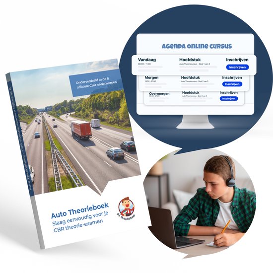 Auto Theorieboek 2023 met Onbeperkt Online + Auto Theorie Cursus & Maand Video Cursus + Q&A en 31 dagen onbeperkt Oefenvragen en Examens maken - Inclusief Mobiele Apps