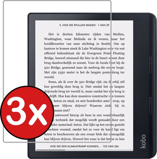 Screenprotector Folie Geschikt voor Kobo Sage Screenprotector Beschermfolie - Screenprotector Folie Geschikt voor Kobo Sage Screen Protector Folie - 3 PACK