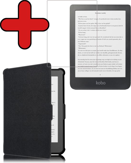 Hoesje Geschikt voor Kobo Clara HD Hoesje Luxe Bescherm Case Met Screenprotector - Hoes Geschikt voor Kobo Clara HD Hoes Book Cover - Zwart