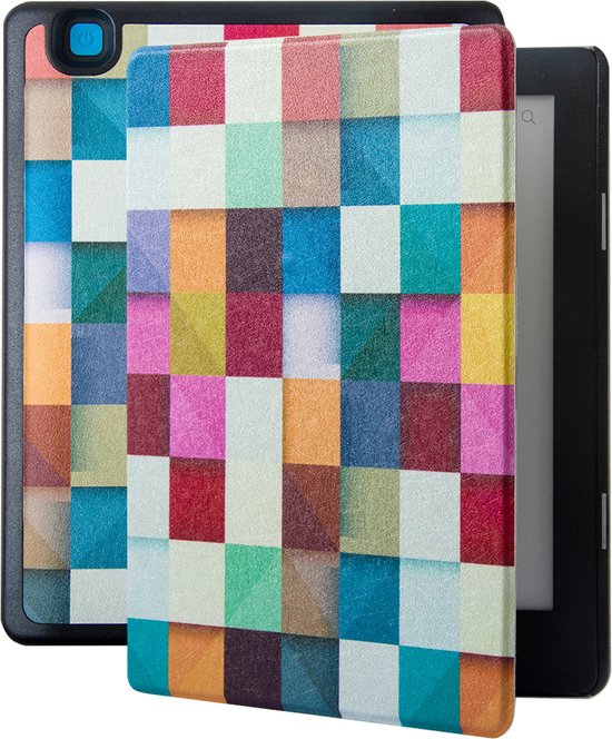 Lunso Geschikt voor Kobo Aura H20 Edition 2 hoes (6.8 inch) - sleepcover - Blokken