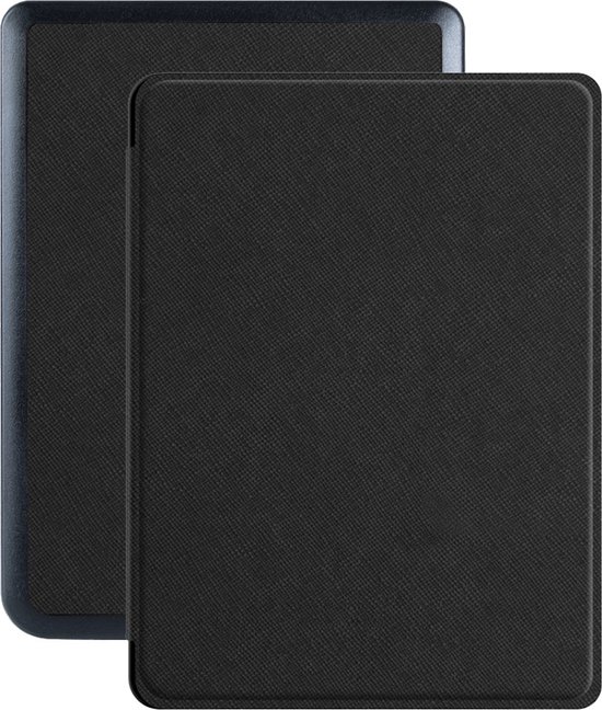 Lunso - Geschikt voor Kobo Nia hoes (6 inch) - Vegan Saffiano Leren sleepcover - Zwart