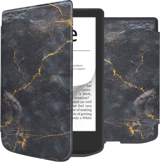 imoshion Ereader Cover / Hoesje Geschikt voor Pocketbook Verse - imoshion Design Slim Soft Case Sleepcover Bookcase - Black Marble