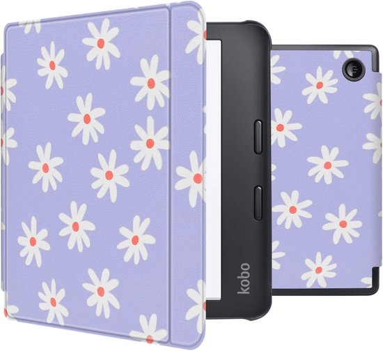 imoshion Ereader Cover / Hoesje Geschikt voor Kobo Libra 2 / Tolino Vision 6 - imoshion Design Slim Hard Case Sleepcover Bookcase met stand - Flowers Distance