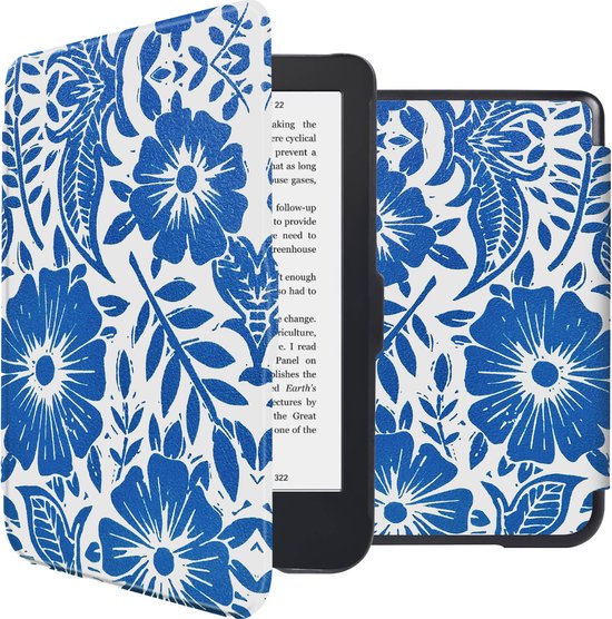 imoshion Ereader Cover / Hoesje Geschikt voor Kobo Clara 2E / Tolino Shine 4 - imoshion Design Sleepcover Bookcase zonder stand - Flower Tile