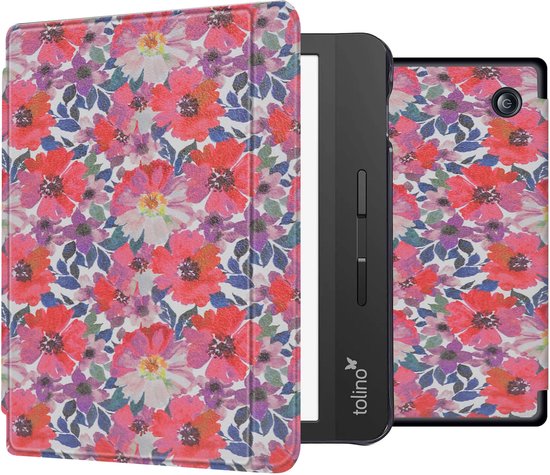 imoshion Ereader Cover / Hoesje Geschikt voor Tolino Vision 5 - imoshion Design Slim Hard Case Sleepcover Bookcase met stand - Flower Watercolor