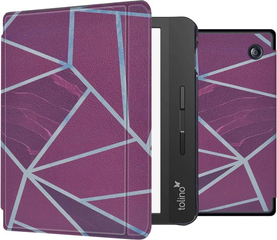 imoshion Ereader Cover / Hoesje Geschikt voor Tolino Vision 5 - imoshion Design Slim Hard Case Sleepcover Bookcase met stand - Bordeaux Graphic