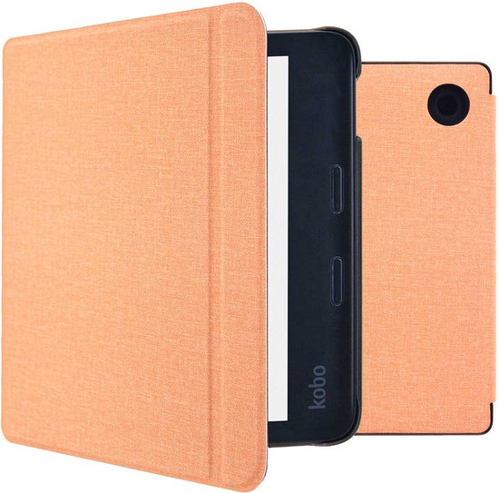 imoshion Ereader Cover / Hoesje Geschikt voor Kobo Libra 2 - imoshion Canvas Sleepcover Bookcase met stand - Peach