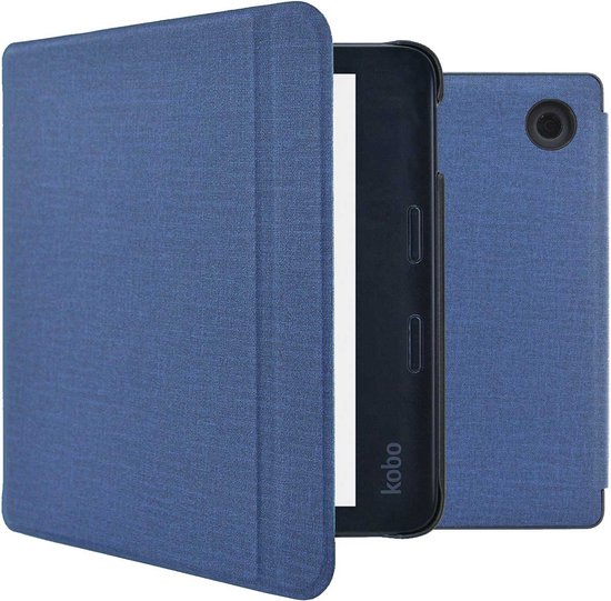 imoshion Ereader Cover / Hoesje Geschikt voor Kobo Libra 2 / Tolino Vision 6 - imoshion Canvas Sleepcover Bookcase met stand - Donkerblauw / Donkerblauw