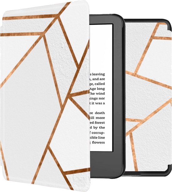 imoshion Ereader Cover / Hoesje Geschikt voor Amazon Kindle (2022) 11th gen / Amazon Kindle (2024) - imoshion Design Sleepcover Bookcase zonder stand - White Graphic