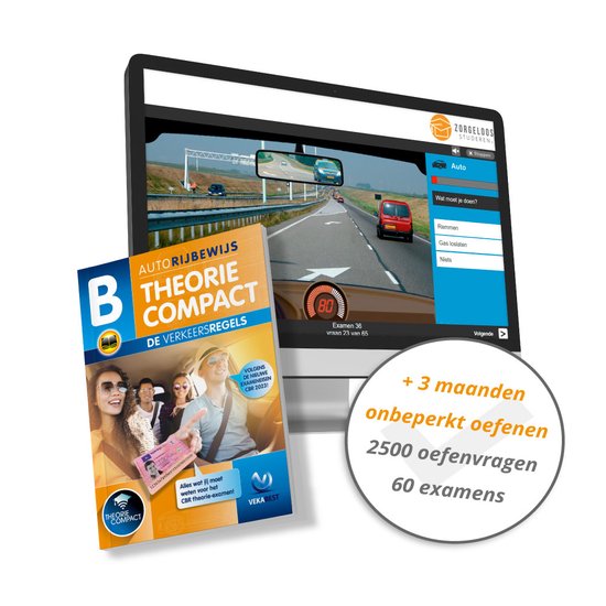 Auto Theorieboek Rijbewijs B 2023-2024 Compact - 3 Maanden Onbeperkt Oefenen - 2500 Oefenvragen en 60 Examens - VekaBest