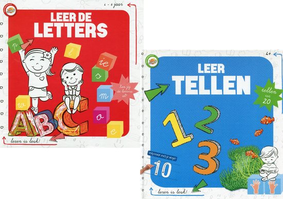 2 Boekjes - Leren Is Leuk - Leer Tellen Tot 20 & Leer De Letters En Klanken