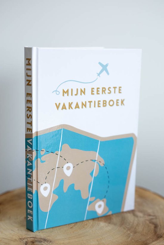 Box vol verhalen - Invulboek 'Mijn eerste vakantieboek' blauw/wit - Invulboek voor vakanties en weekendjes weg - Vakantieboek kinderen