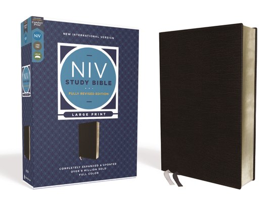 NIV Study Bible, Fully Revised Edition- NIV Study Bible, Fully Revised Edition (Study Deeply. Believe Wholeheartedly.), Large Print, Bonded Leather, Black, Red Letter, Comfort Print