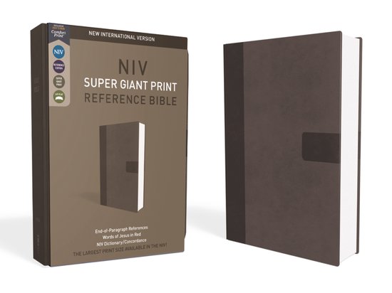 NIV, Super Giant Print Reference Bible, Giant Print, Imitation Leather, Gray, Red Letter Edition