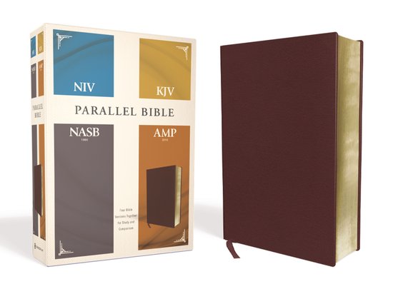 NIV, KJV, NASB, Amplified, Parallel Bible, Bonded Leather, Burgundy