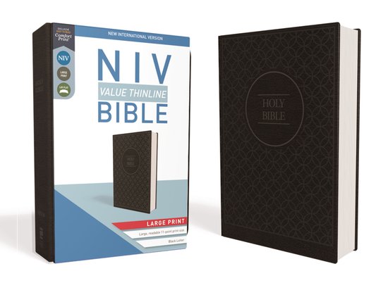 NIV, Value Thinline Bible, Large Print, Leathersoft, Gray/Black, Comfort Print