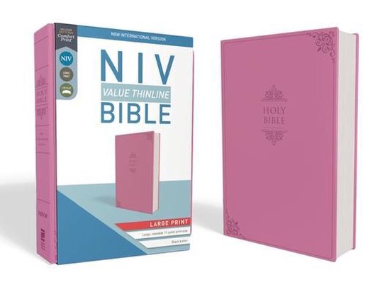 NIV, Value Thinline Bible, Large Print, Leathersoft, Pink, Comfort Print